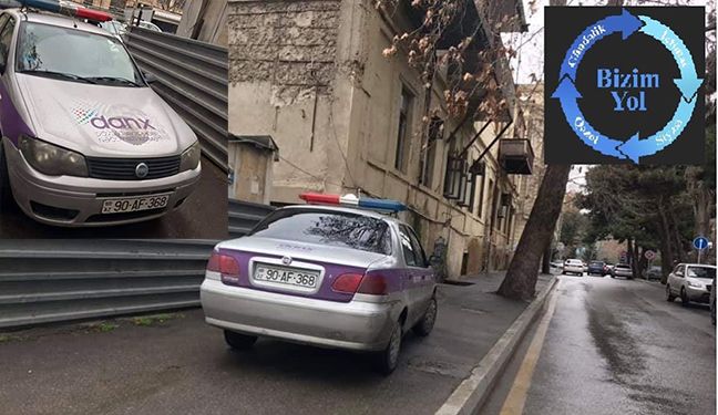 Nazirliyin avtomobili səkini zəbt etdi -     FOTO