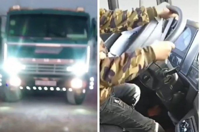 Azərbaycanda uşaq “KamAZ” sürdü –     20 CE 695 - VİDEO
