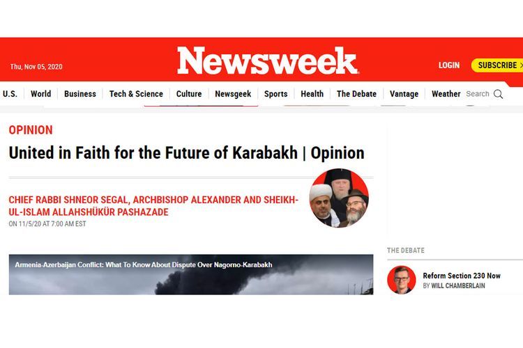 "Newsweek"də məqalə: Dini siyasətə alət etmək və eyni şəkildə dinləri bir-birinə qarşı qoymağa cəhd etmək təhlükəlidir