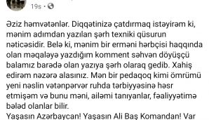Qəhrəman topçu barəsində nalayiq ifadə işlətdiyi deyilən məktəb direktoru danışdı: “Səhv olub” -       FOTO — foto 1