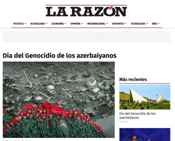 Peru mətbuatında 31 mart soyqırımı barədə məqalələr dərc olundu