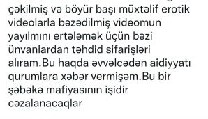 Tualetdə çəkilmiş videosu ilə şantaj edildiyini deyən Əli Həsənova sosial şəbəkədə nə yazdılar? –      “Çək cəzanı...” — foto 1