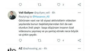 Tualetdə çəkilmiş videosu ilə şantaj edildiyini deyən Əli Həsənova sosial şəbəkədə nə yazdılar? –      “Çək cəzanı...” — foto 4