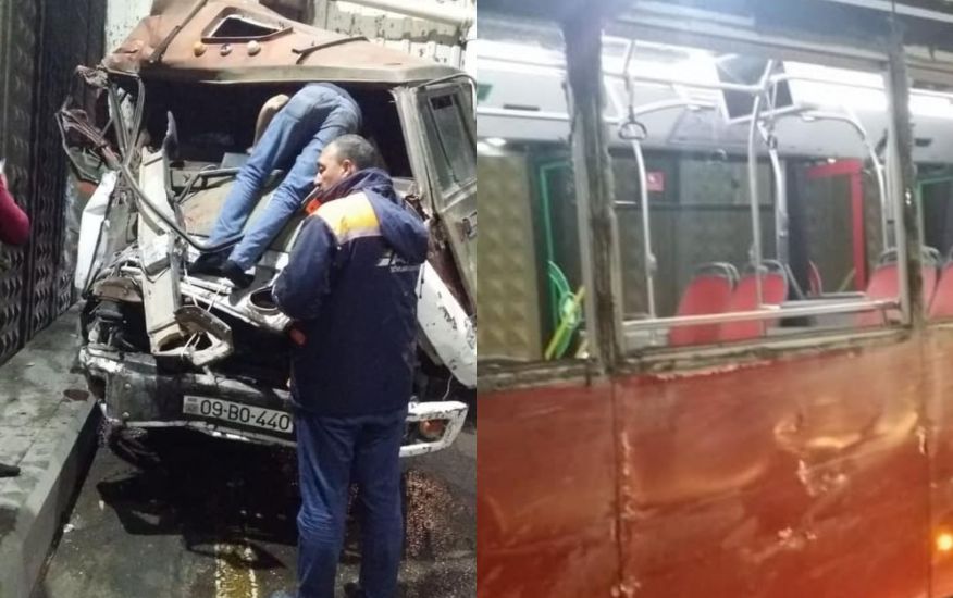 Bakıda yük maşını dörd avtomobilə və avtobusa çırpıldı