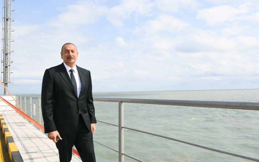 Dövlət başçısı Sumqayıt Elektrik Stansiyasının yeni estakada nasos stansiyasının açılışında iştirak edib