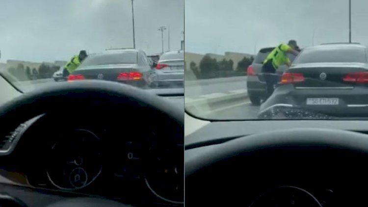 Yol polisləri ilə sürücü arasında qarşıdurma –       VİDEO