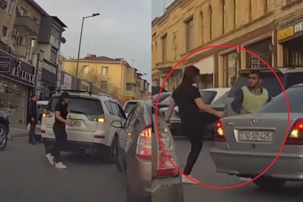 “Parkovşik”ə təpik atan qadının kimliyi bilindi