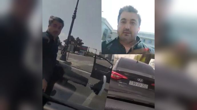 Əlilliyi olan sürücü jurnalist xanımın qarşısını kəsib təhqir etdi: