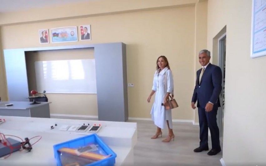 Mehriban Əliyeva orta məktəb binasının və körpələr evi-uşaq bağçasının açılışlarında iştirak edib