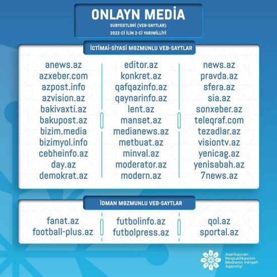 MEDİA saytlara dəstək layihəsi çərçivəsində elan edilmiş müsabiqənin nəticələrini açıqladı, siyahıda "Pravda.az" da var