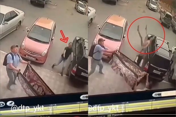 12-ci mərtəbədən yıxılan uşağı havada tutan kişinin qolları sındı -     VİDEO