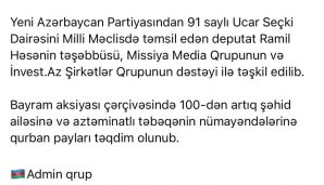 “Deputat Ramil Həsən az qala dünyaya car çəkə ki, 5-10 nəfərə 2 kilo ət verib, ayıb deyilmi?!” -           FOTO — foto 1