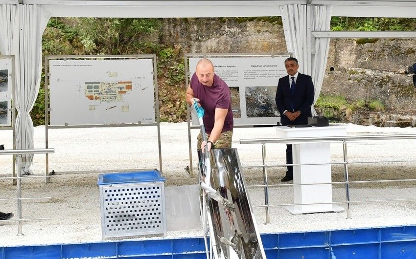 Dövlət başçısı Kəlbəcərdə İstisu sanatoriyasının təməlini qoyub