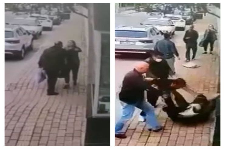 Namaza gecikən kişi qadın iş yoldaşını belə döydü -     VİDEO