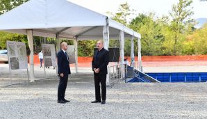 İlham Əliyev Zəngilanda ilk yaşayış binasının təməlqoyma mərasimində iştirak etdi -   YENİLƏNDİ - FOTOLAR — foto 1