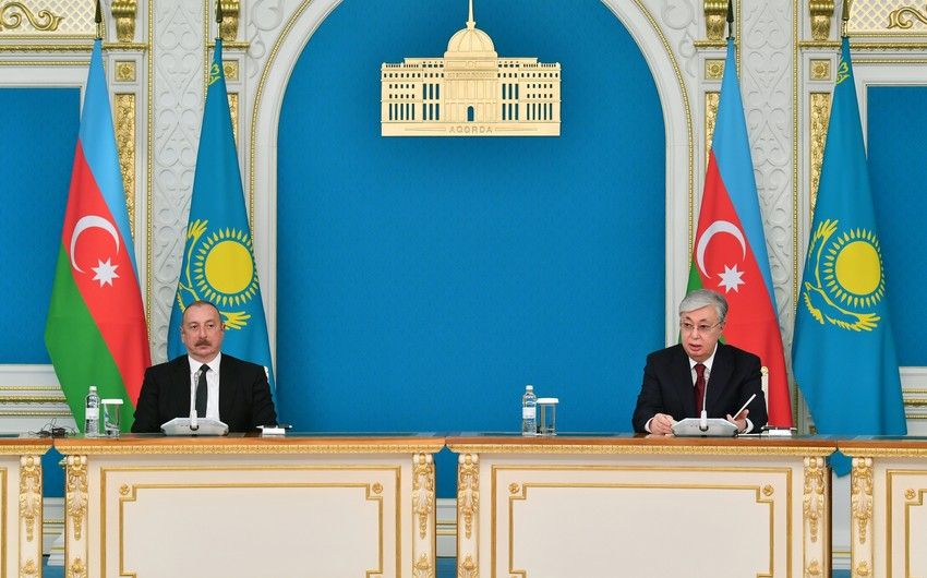 İlham Əliyev: Azərbaycan və Qazaxıstan beynəlxalq təşkilatlar çərçivəsində fəal qarşılıqlı əlaqə saxlayır