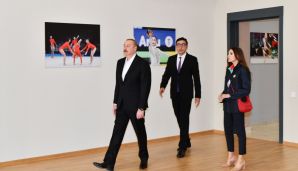İlham Əliyev və Mehriban Əliyeva Neftçala Olimpiya İdman Kompleksinin açılışında iştirak ediblər -     YENİLƏNDİ — foto 2