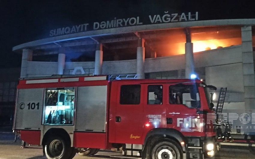 Sumqayıt dəmir yolu vağzalındakı yanğın söndürüldü -   VİDEO - YENİLƏNDİ