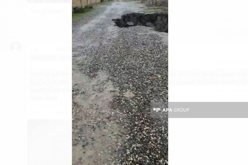 Azərbaycanın bu rayonunda yol çökdü: çay evlərə yaxınlaşır