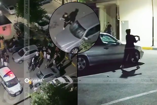 Bakıda qadın keçmiş sevgilisinin maşınını yararsız hala saldı