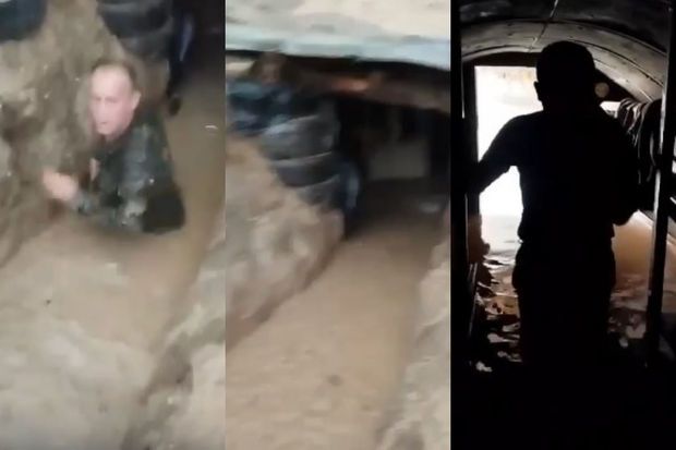 Ermənistan ordusunun acınacaqlı vəziyyəti: Səngərlər sel sularının altında qaldı -       VİDEO