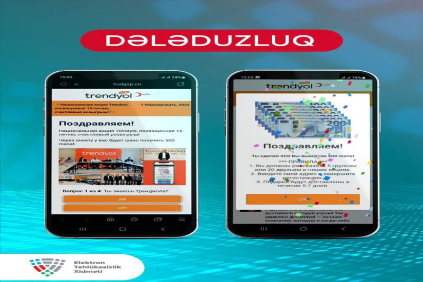 Elektron Təhlükəsizlik Xidməti vətəndaşlara kiberdələduzlarla bağlı xəbərdarlıq edib