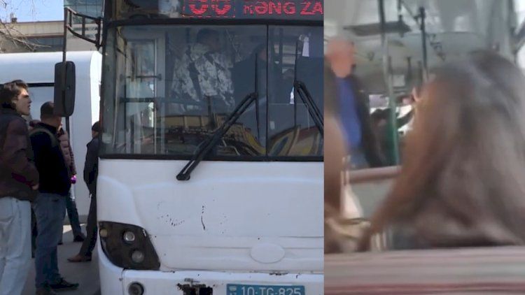 Bakıda avtobusda dava görün nə üstündə düşüb -         VİDEO