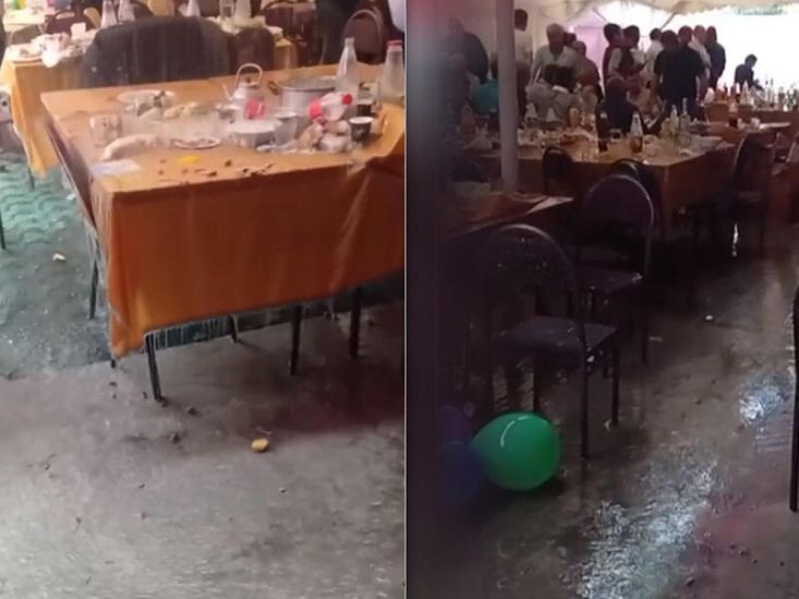 Azərbaycanda leysan yağış toyu yarıda dayandırdı -       VİDEO