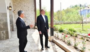 Prezidenti İlham Əliyev və birinci xanım Mehriban Əliyeva Şuşada Mehmandarovların malikanə kompleksinin açılışında iştirak ediblər -     FOTOLAR — foto 9