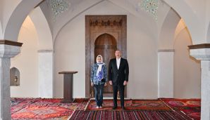 Prezidenti İlham Əliyev və birinci xanım Mehriban Əliyeva Şuşada Mehmandarovların malikanə kompleksinin açılışında iştirak ediblər -     FOTOLAR — foto 4
