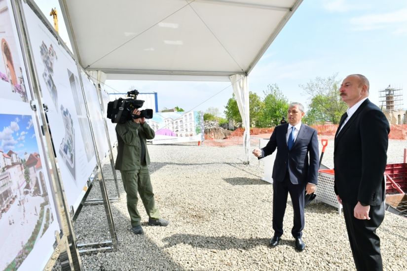 Şuşanın Qarabağ küçəsində inşa olunacaq qeyri-yaşayış binasının təməli qoyuldu -   FOTO