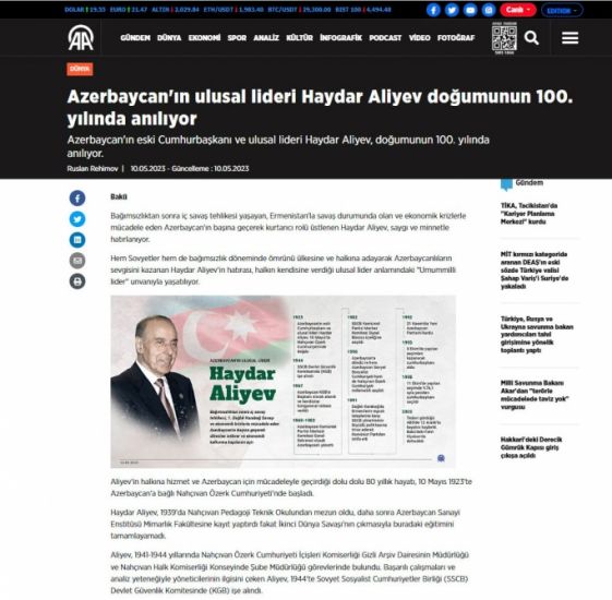 Xarici KİV-də ulu öndər Heydər Əliyevin 100 illik yubileyi ilə bağlı məqalələr yayımlanıb -         FOTO