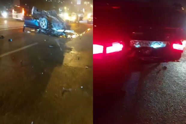 Bakıda avtoyuma məntəqəsinin işçisi BMW-ni aşırdı -     VİDEO