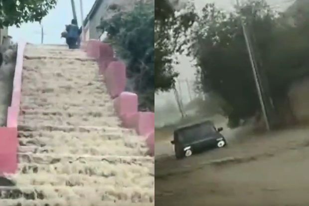 Kəskin yağışlar Qusarda fəsadlar törətdi: Yollar su altında qaldı -       VİDEO