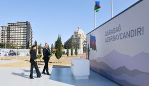 Prezident və birinci xanım Bakıda inşası davam etdirilən Zəfər parkında olublar -   FOTOLAR - YENİLƏNDİ — foto 2