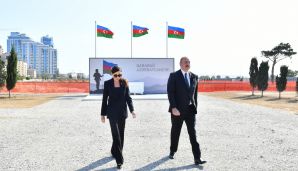 Prezident və birinci xanım Bakıda inşası davam etdirilən Zəfər parkında olublar -   FOTOLAR - YENİLƏNDİ — foto 7