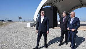 Prezident Şirvan suvarma kanalının təməlini qoyub, çıxış edib -     YENİLƏNDİ — foto 1