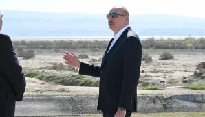 Prezident Şirvan suvarma kanalının təməlini qoyub, çıxış edib -     YENİLƏNDİ — foto 4