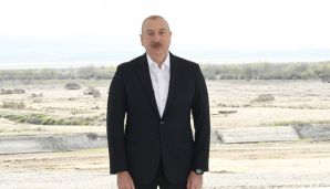 Prezident Şirvan suvarma kanalının təməlini qoyub, çıxış edib -     YENİLƏNDİ — foto 8