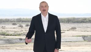 Prezident Şirvan suvarma kanalının təməlini qoyub, çıxış edib -     YENİLƏNDİ — foto 10