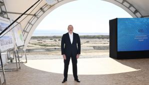 Prezident Şirvan suvarma kanalının təməlini qoyub, çıxış edib -     YENİLƏNDİ — foto 11