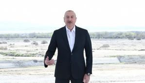 Prezident Şirvan suvarma kanalının təməlini qoyub, çıxış edib -     YENİLƏNDİ — foto 12