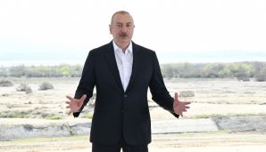 Prezident Şirvan suvarma kanalının təməlini qoyub, çıxış edib -     YENİLƏNDİ — foto 13