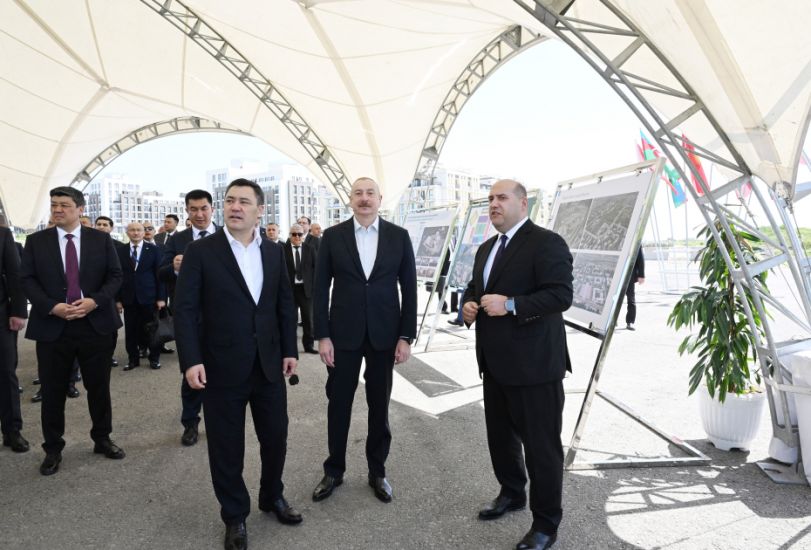 Azərbaycan və Qırğızıstan prezidentləri Füzuli şəhərinin dağıdılmış yerlərinə baxıb, Baş planla tanış olublar -   FOTO - YENİLƏNDİ