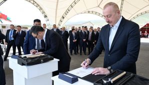 Azərbaycan və Qırğızıstan prezidentləri Ağdamın Xıdırlı kənd tam orta məktəbinin təməlqoyma mərasimində iştirak ediblər -   FOTO - YENİLƏNDİ — foto 4