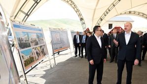 Azərbaycan və Qırğızıstan prezidentləri Ağdamın Xıdırlı kənd tam orta məktəbinin təməlqoyma mərasimində iştirak ediblər -   FOTO - YENİLƏNDİ — foto 6