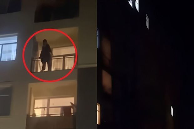 Xırdalanda həyəcanlı anlar:     Qadın özünü binadan atdı - VİDEO