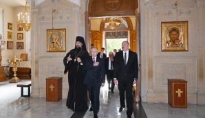 Azərbaycan və Rusiya prezidentləri Müqəddəs Mürdaşıyan Zənənlər Kafedralında olublar  -   FOTO - YENİLƏNDİ — foto 2