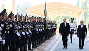 Azərbaycan Prezidenti İlham Əliyevin Daşkənddə rəsmi qarşılanma mərasimi keçirilib -   YENİLƏNDİ - FOTO — foto 4