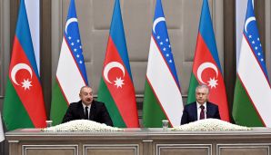 Azərbaycan və Özbəkistan prezidentləri mətbuata bəyanatlarla çıxış ediblər -     FOTO — foto 4